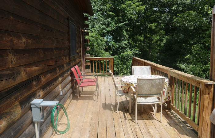 back deck, tables and chairs