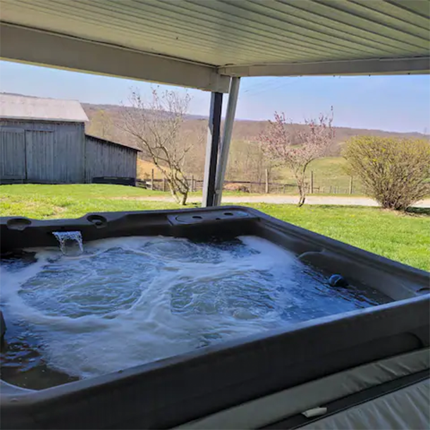 bubbling water in hot tub